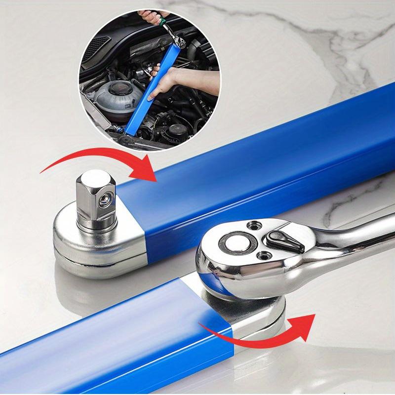 1Set Multi Functional Universal Adjustable Extension Wrench Set, Double Head 360-degree Rotating Ratchet Spanner