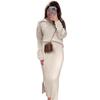 2024 Autumn Women's Solid Color Polo Collar Top & Slim Fit Hip Wrap Skirt Set