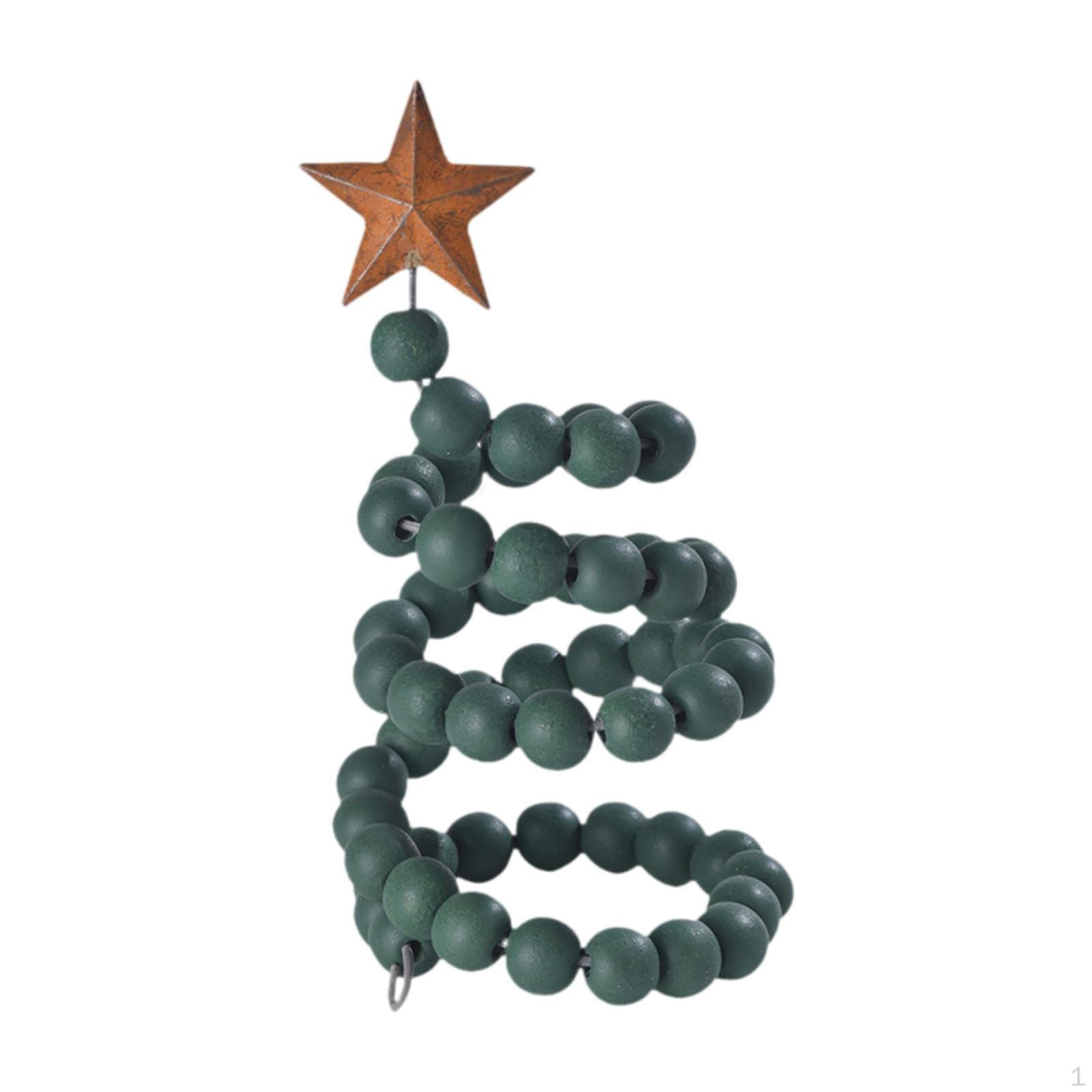 

Компактная рождественская елка со звездой наверху, декор из деревянных бусин для праздничных торжеств Green