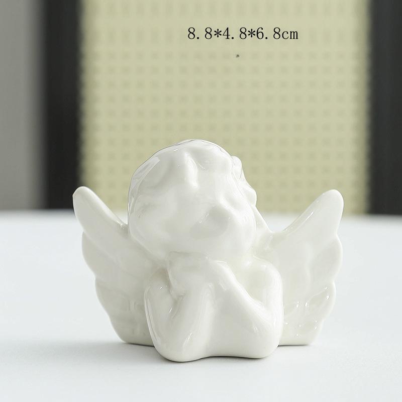 Ceramic Angel Ornament Creative Simple Modern Light Luxury Home Decor Living Room Desktop Entrance Atmosphere Fun Crafts