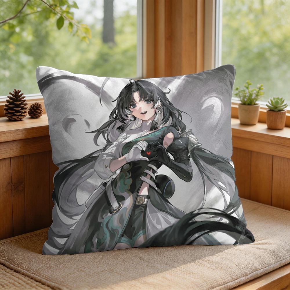 Jianxin Wuthering Waves Cushion Cover Square Short Plush Pillow Case Living Room Sofa Home Decor Funda X