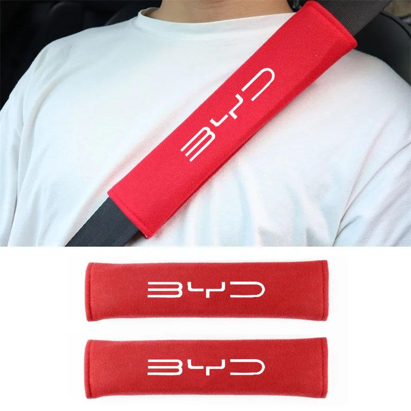2Pcs Car Safety Belt Cover Adjustable Seat Belt Cover for BYD Tang F3 E6 Atto Yuan Plus Song Max G3 Auto Accessories