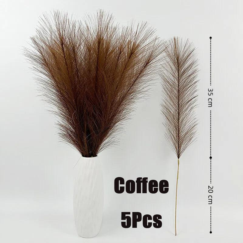 5Pcs Faux Pampas Grass For Floor Vase Artificial Pampas Grass Decor Tall For Vase Fillers, Boho Rustic Farmhouse Home Decor