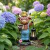 Solar Highland Cow Garden Statue, Resin Animal Figurine with Solar Powered Lantern, Waterproof Outdoor Cow Ornament for Lawn, Patio, Garden Decor
