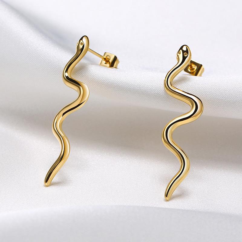 Drop Snake Earrings Stainless Steel Dangle Earrings for Women Girls Bohemian Jewelry