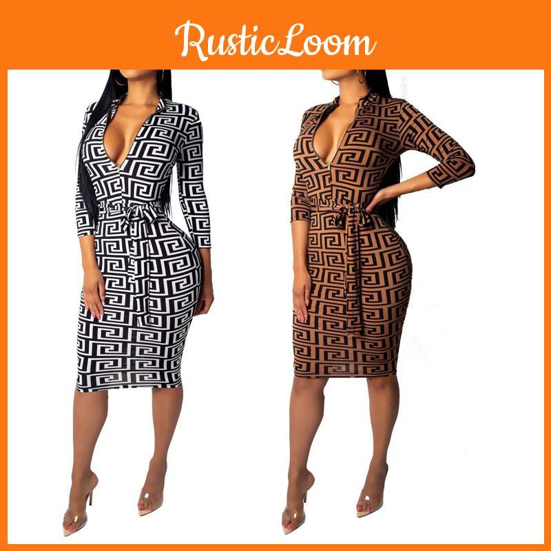 Fashion Womens Winter Women Long Sleeve Dress Slim Fit Sexy Dress Vneck