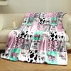 Cow Print Pink Farm Blanket Bedroom Blanket for Livingroom Couch Lunch Break Soft Throw for Friend's Festival Gift