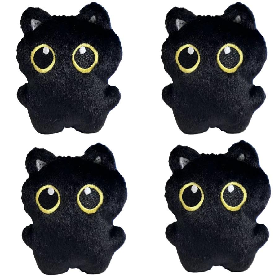 1-12pcs Black Cat Plush Toy Keychain 10cm Pendant Cute Plushie Key Chain for Bag Decoration Kawaii Doll for Brithday Gifts