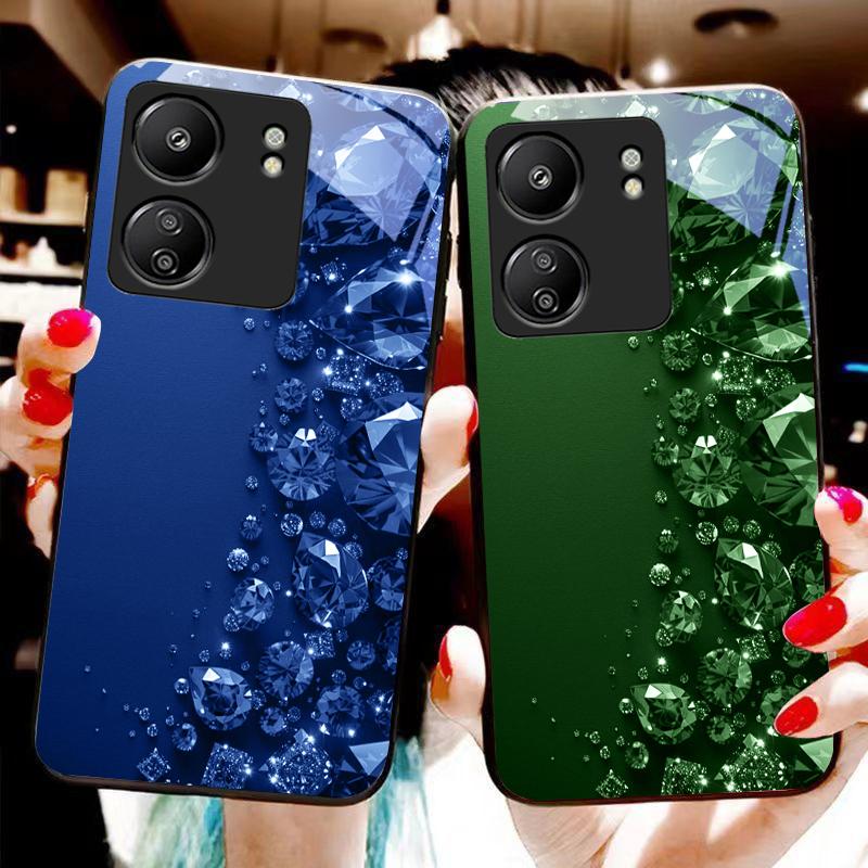 Plné kamienky Pre Xiaomi Redmi 13C Note13 12 Pro Plus 5G Note 9 13T Pro POCO X6 F5 F6 Čierne Tvrdené Sklo Obal na Telefón