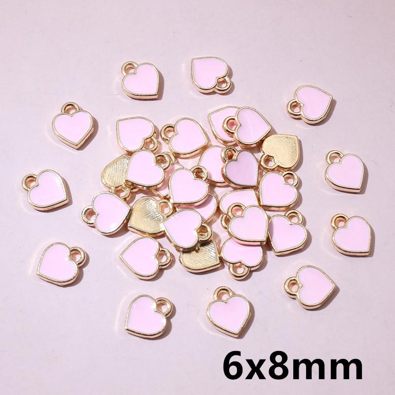 50Pcs 7x8mm Small Colorful Alloy Heart Charms Cute Love Pendants For DIY Bracelet Necklaces Jewelry Making Accessories