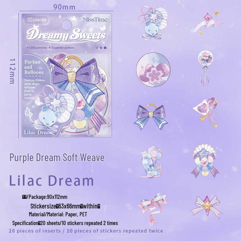 Shiguang Sweet Dream Wonderland Series PET Sticker Pack - Cute Journal Decoration, 6 Styles