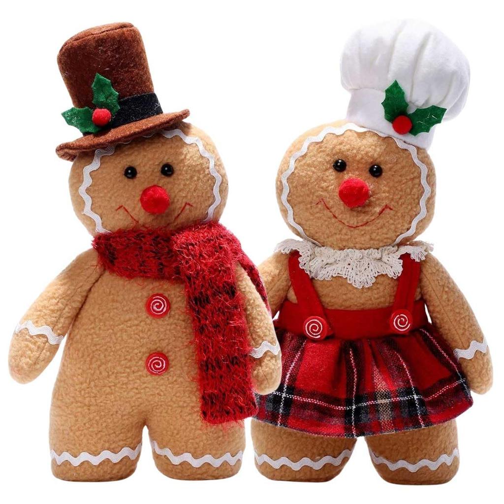 Iikuru Christmas Gingerbread Man Plush Toy Set Christmas Interior Doll Set (2 Pieces) - Decorations, Decor, (YA269)