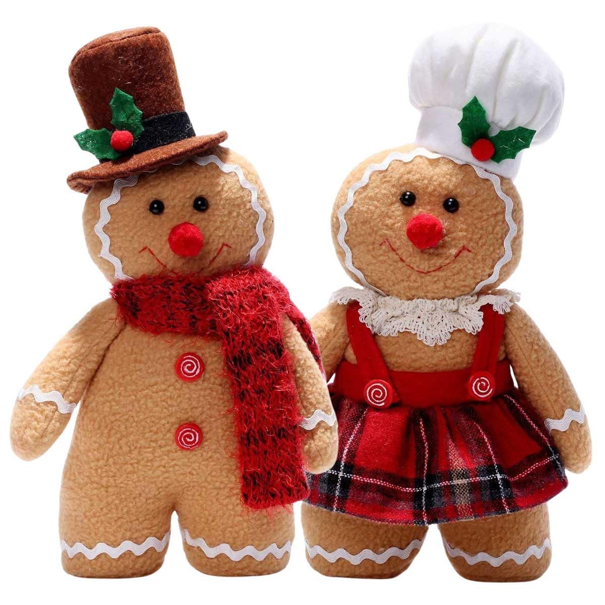 

iikuru Christmas Gingerbread Man Plush Toy Set Christmas Interior Doll Set (2 Pieces) - Decorations, Decor, (YA269)