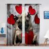 Pug Dog Wearing Glasses Portrait Sheer Voile Curtain Hand Drawn Cartoon Pet Animal Window Tulle Curtains for Living Room Bedroom