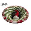 Holiday Party Floor Covering Round Christmas Rug, 39" Imitation Cashmere Santa Snowflake Pattern, Pattern Rug Area for Home Living Room Bedroom Decor