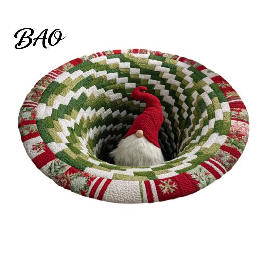 Holiday Party Floor Covering Round Christmas Rug, 39" Imitation Cashmere Santa Snowflake Pattern, Pattern Rug Area for Home Living Room Bedroom Decor