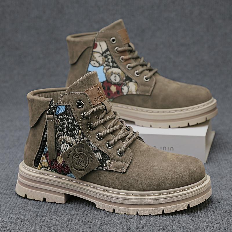 Autumn men's shoes new breathable high-top Martin boots men's trend versatile thick-soled non-slip tooling shoes casual short boots