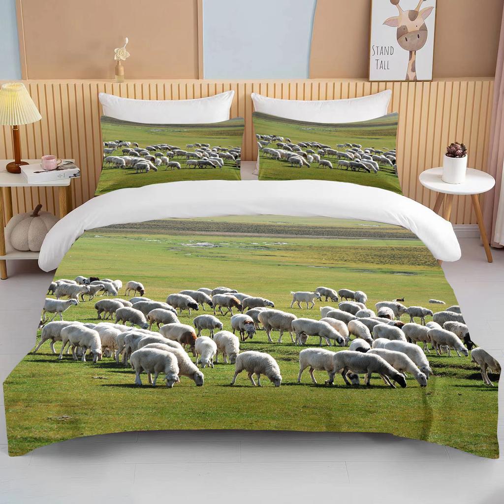 China Grassland European And American King Size Double Bed Children's Bedding  Microfiber Or Polyester Duvet Cover 3 Piece Set