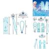 Dětská Frozen Elsa Princezna Plastová Korunka Kouzelná Hůlka Náhrdelník Náušnice Mašlička Rukavice Sada