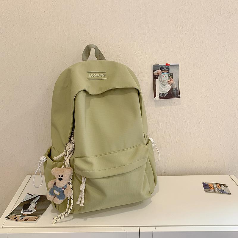 Schoolbag: Fashionable and Fresh Schoolbag, Large Capacity for Girls, High School, Junior High School, Simple Solid Color, Versatile Commuter Backpack