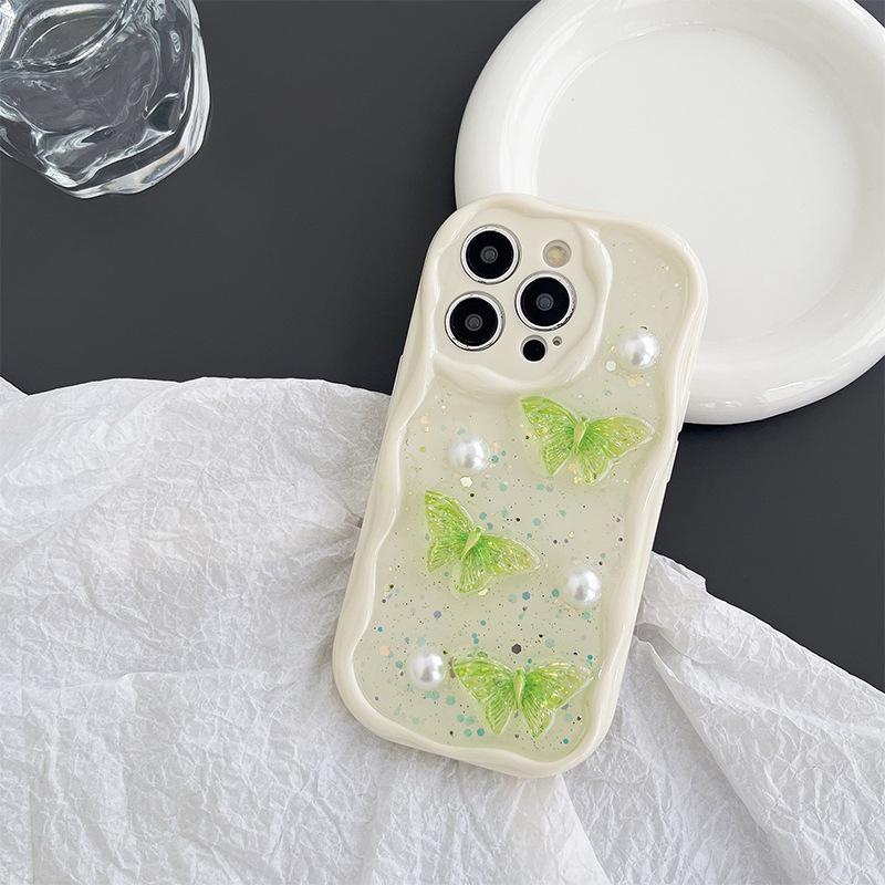 

Three-Dimensional Butterfly Pearl Mobile Phone Case Is Suitable For Apple 17Promax Fine Hole All-Inclusive Anti-Drop Iphone14 Bow Tie 16. iPhone 7/8/SE 2020