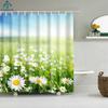 Plant Sunflower Cactus Tropical Green Plant Palm Leaf Bathroom Shower Curtain Bath Curtain Polyester Waterproof Frabic with Hook