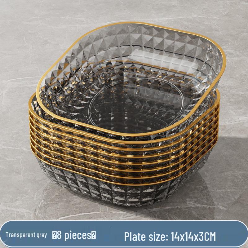 Transparent Gold Rim Fish Bone Dish Holder Set, Easy To Clean, Multipurpose for Living Room