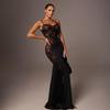2026 Spring Elegant Lace Low-cut Sexy See-through Spaghetti Strap Dress for Women