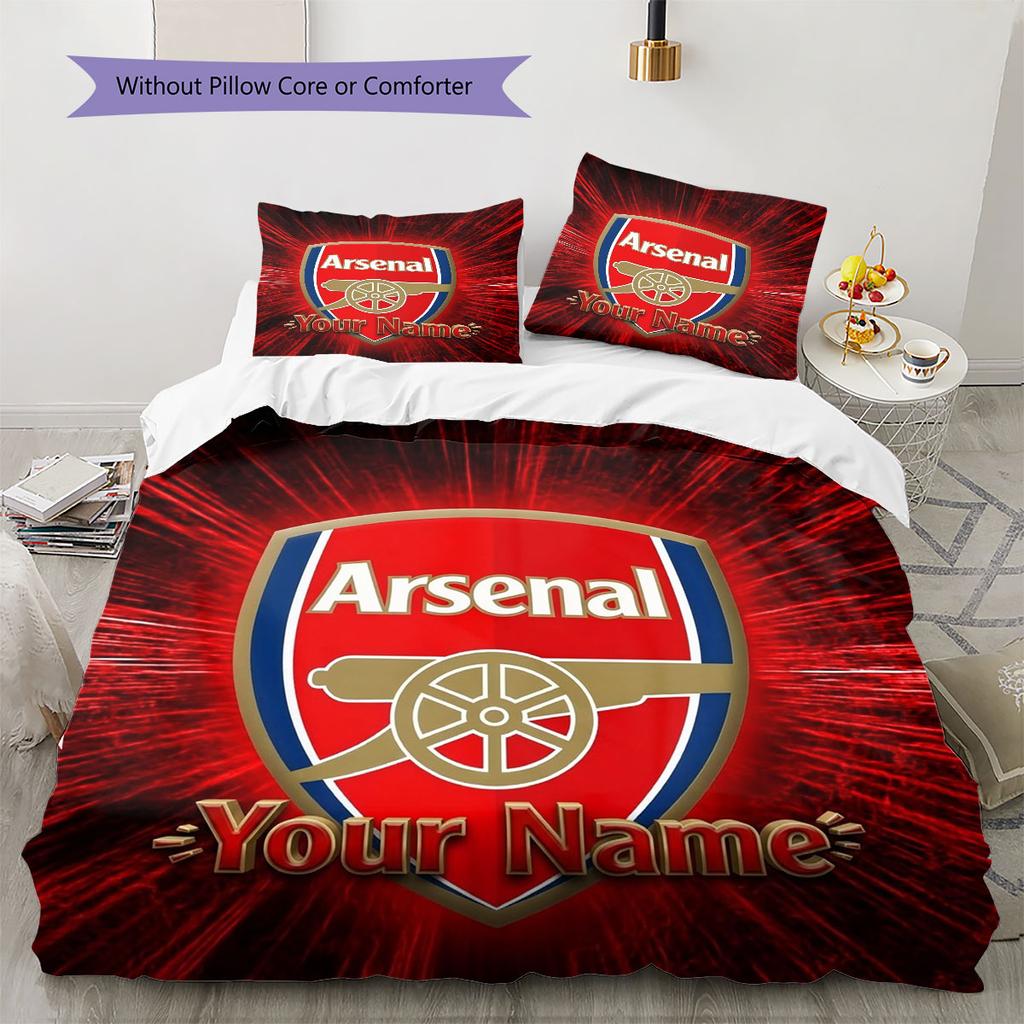 Arsenal F Custom Name Pattern Bedding,Quilt Set Quilt Cover Pillowcase Home Birthday Gift(1 * duvet cover + 2 * pillowcase, without core)