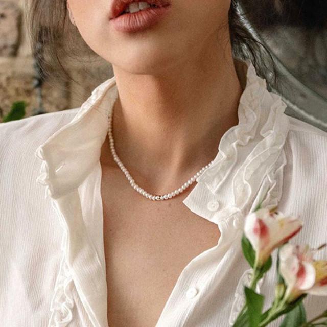 Fashion Chain Pearl Necklace for Women Baroque Pearl Metal Charm Pendant Necklaces Choker Snake Chain Jewelry Gold Silver Color