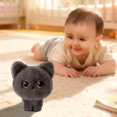 Sevimli Küçük Yavru Kedi Peluş Oyuncak Siyam ve Alaca Kedi Büyük Gözlü Doldurulmuş Hayvan Yumuşak PP Pamuk Bebek Kedi Severler için Doğum Günü Hediyesi