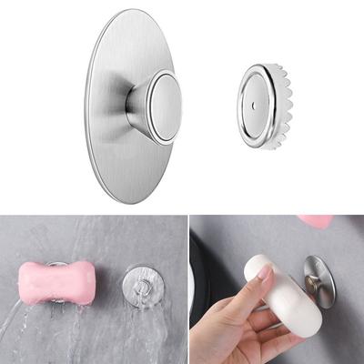 Useful Punch-free Wall-mounted Magnetic Soap Holders Soap Rack Drain Soaps Dish Bathroom Shelves