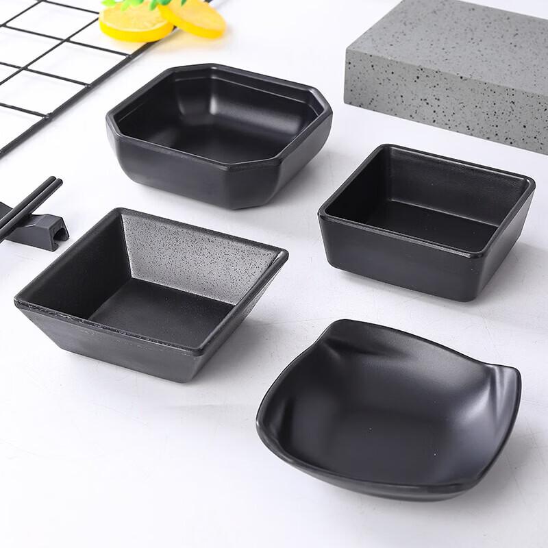 Jing Zhou Yuan Commercial Melamine Black Dipping Dishes