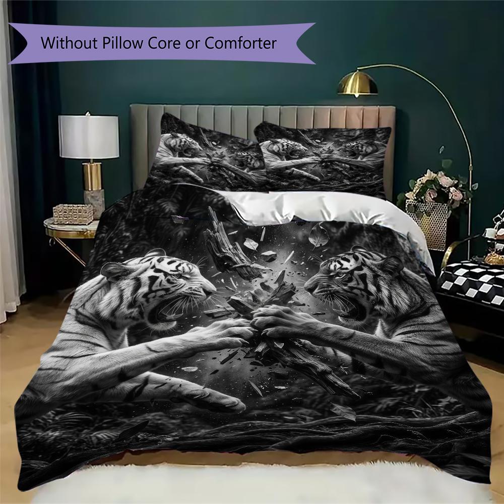 Ferocious Beast Pattern Bedding Uilt Set Uilt Cover Pillowcase Home Decoration Birthday Gift (1 * Duvet Cover + 2 * Pillowcase Without Core)