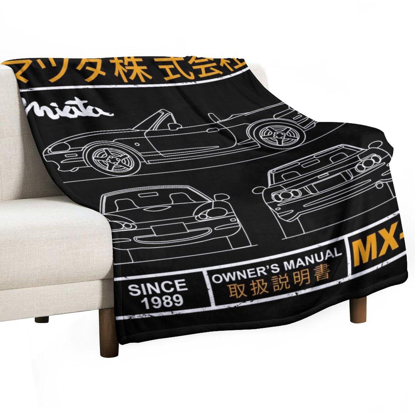 Blueprint of the MX-5 Miata Throw Blanket Giant Sofa Bed Loose wednesday Blankets 30x40in