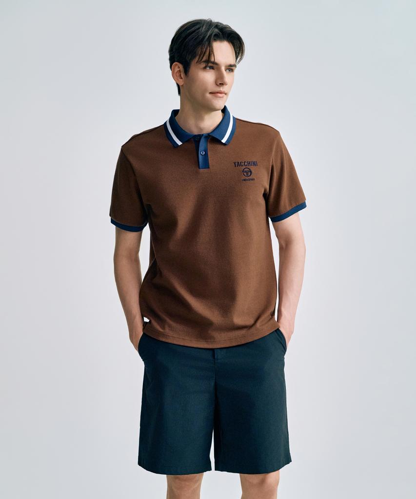 SERGIO TACCHINI M Double Knit Open Collar Polo