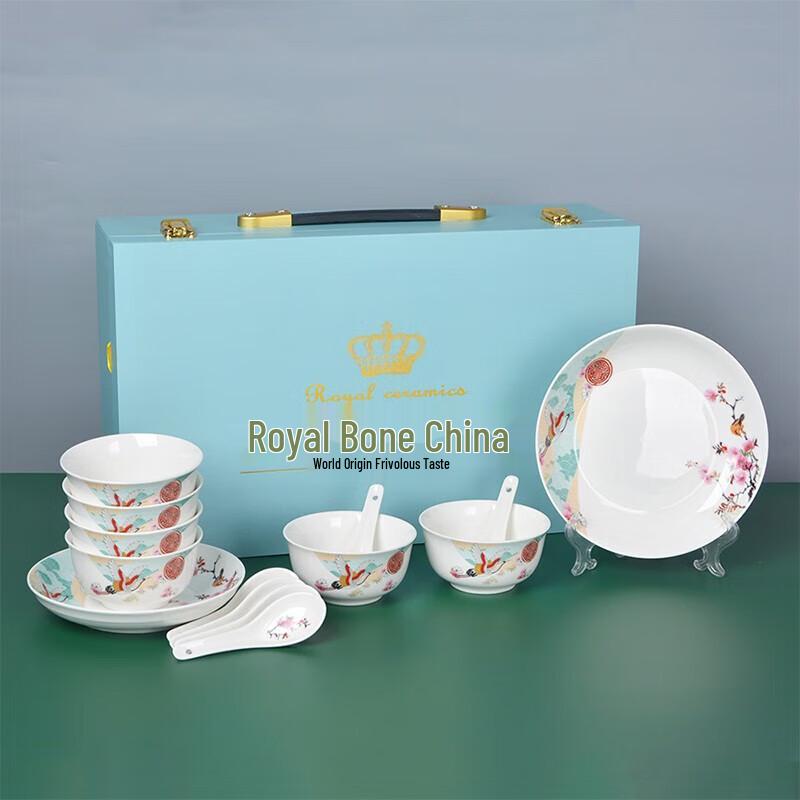 Jinming Crane & Magpie 14-Piece Ceramic Dinnerware Set