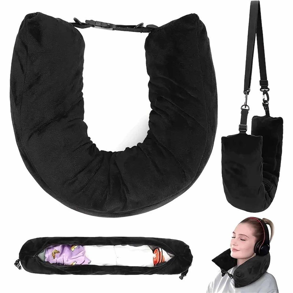 U-Shaped Travel Neck Pillow – Portable Soft Plush Airplane Pillow, Comfortable Headrest Cushion for Sleeping, Travel &  Use