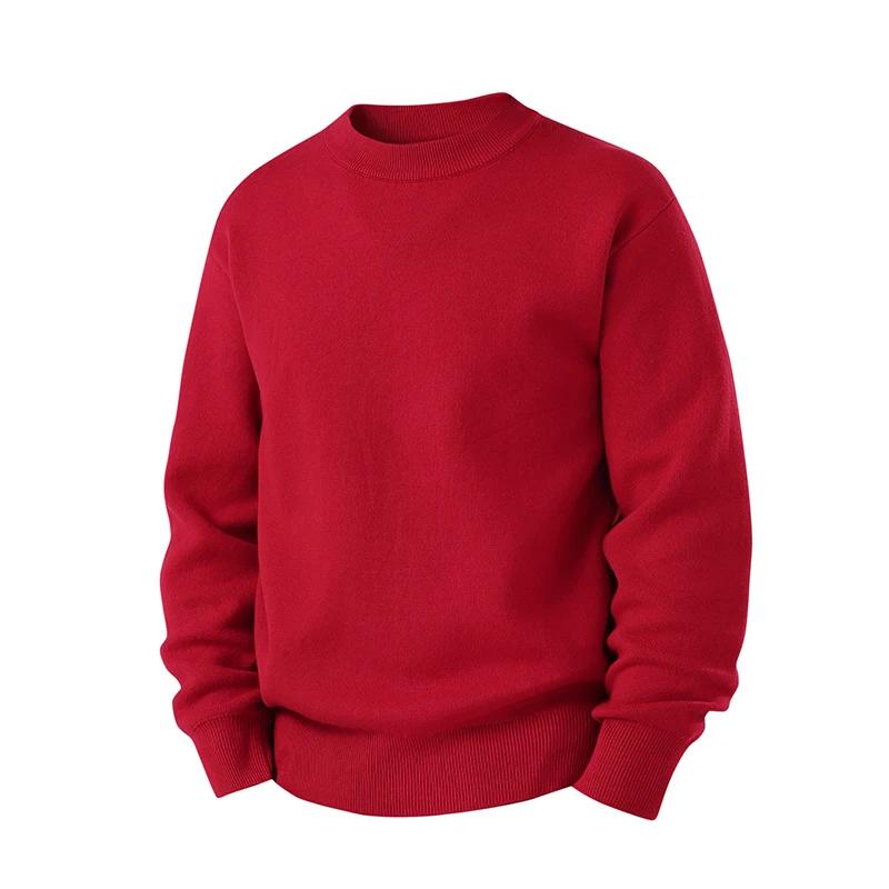 

Autumn Winter Men O-Neck Knitted Sweater Men Solid Color Sweaters Men Thick Pullovers Men Casual Daily Warm Knitted Pullovers L красный