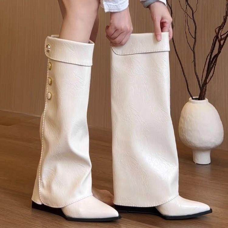 Fashion Boots Women's Shoes Rubber Thick Heel Winter Sleeve Suede Tall Microfiber Fashion Boots