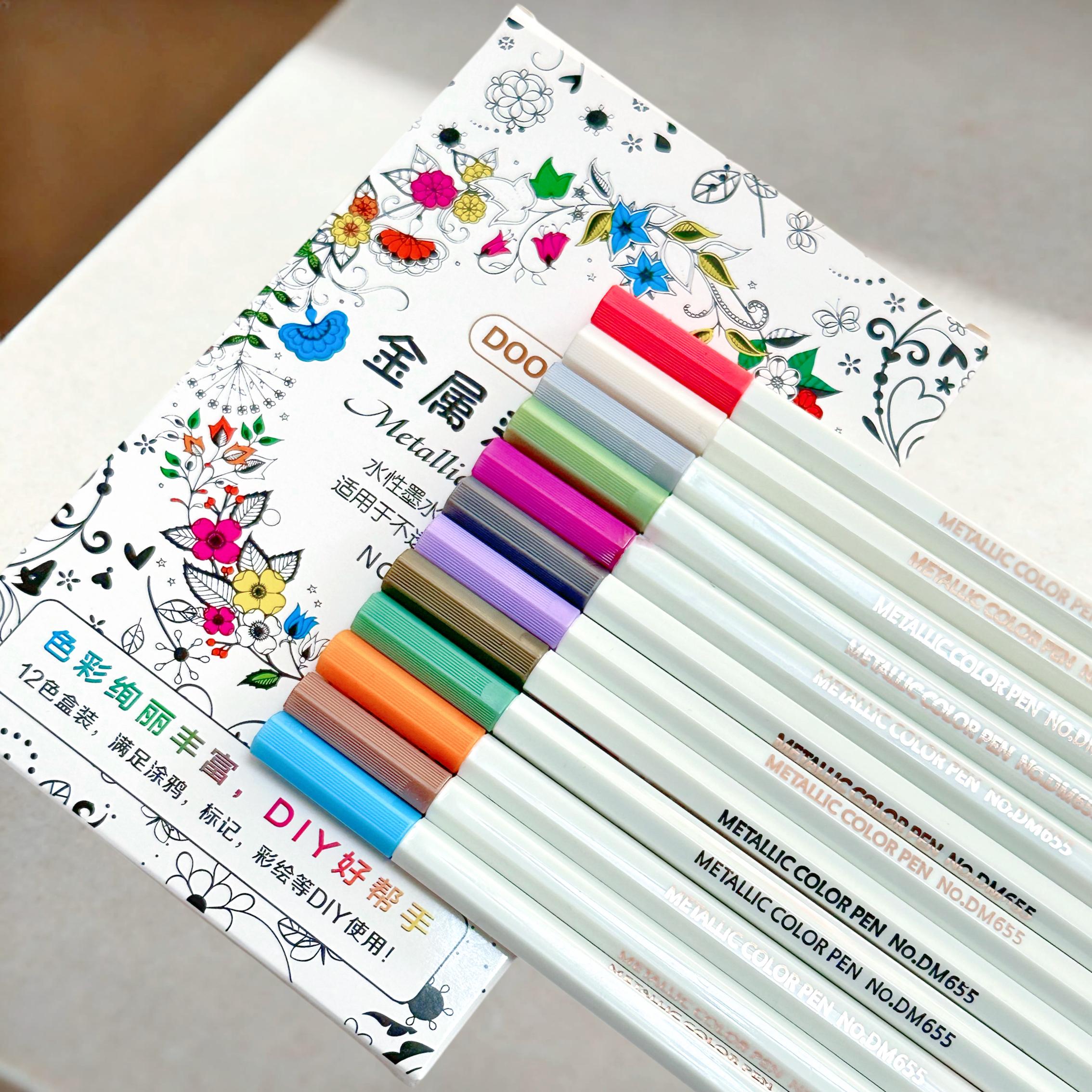 

12 шт. Кольорова металізована ручка, Маркер для DIY скрапбукінгу, рукоділля, канцелярське приладдя