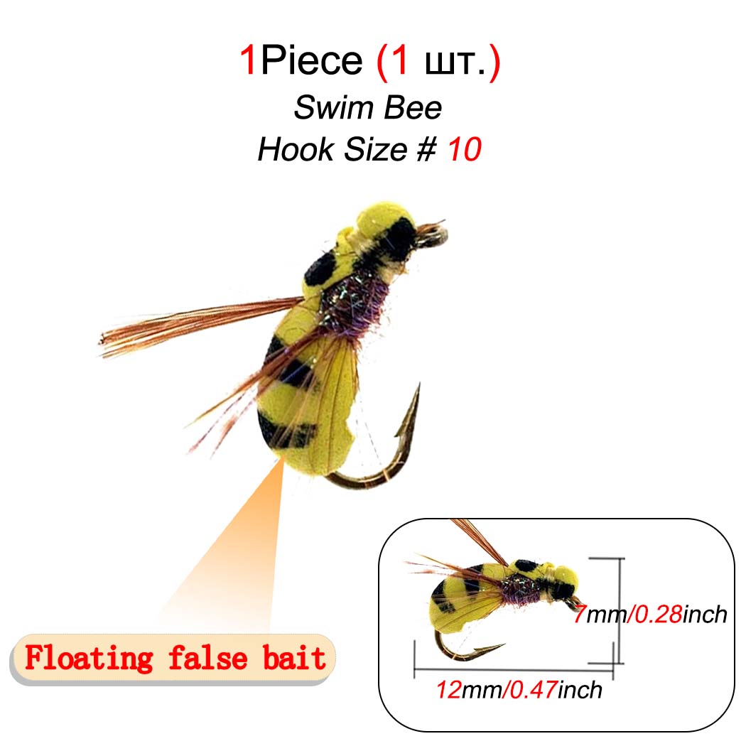 

1/3 шт. искусственная плавающая ложная приманка для пчелы, приманка для рыбалки на форель/бас мухи, приманка для рыбалки 1Pcs