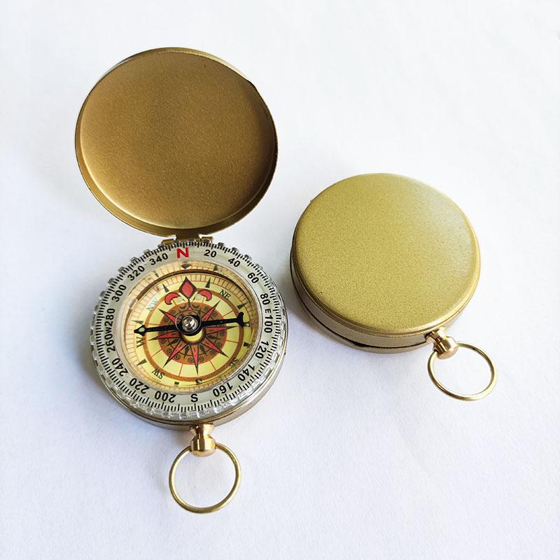 Outdoor Portable Travel Hiking Geological Brass Copper Luminous Boussole Vintage Sundial Compass Camping Gift