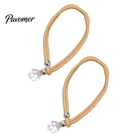 Tool-free Curtain Clips 2Pcs Tiebacks Rope with Crystal Decor, Decorative Tie No Drill Buckle Back, Holdbacks Ropes for Home Office Living Room