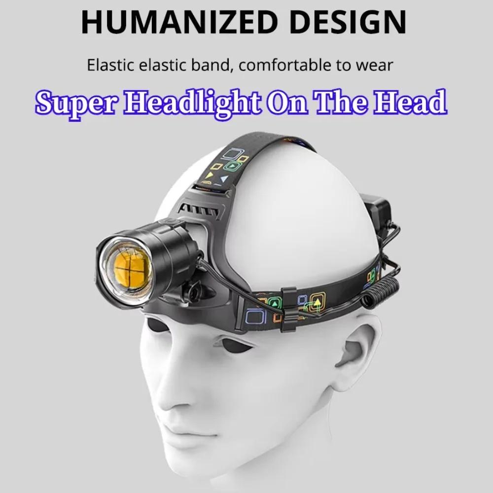 Super Bright XHP90 LED Headlamp Long Range Zoomable USB Rechargeable Waterproof Headlight for Outdoor Camping Hunting Fishing