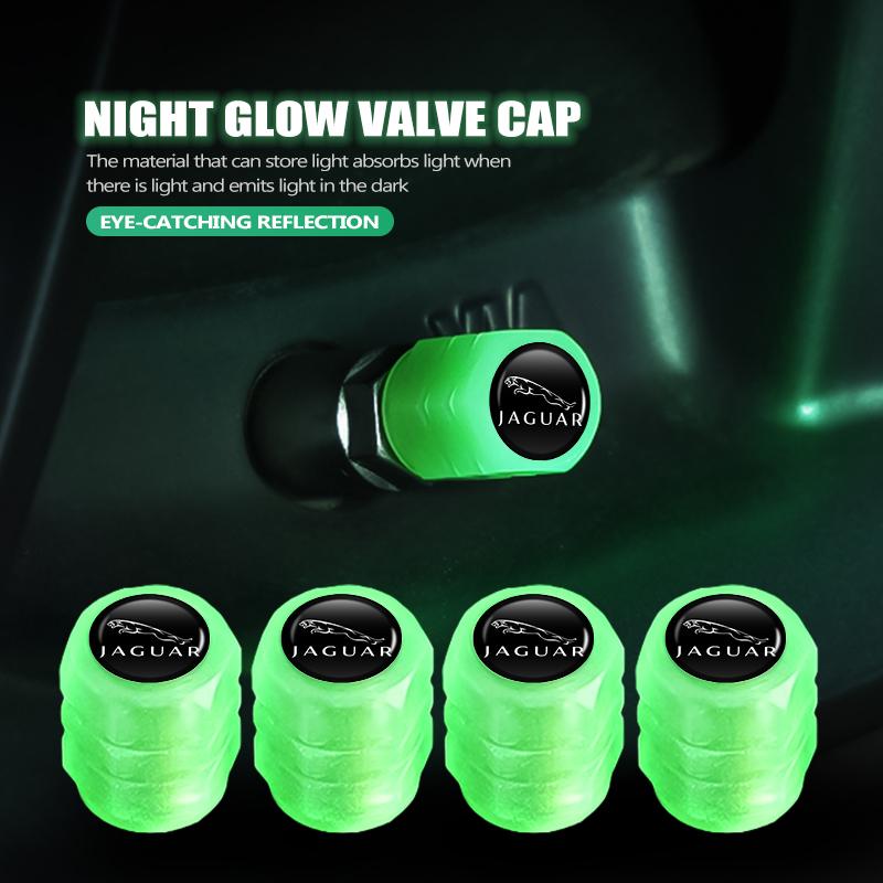 4PCS Luminous Tire Valve Caps Multi-color Night Glowing Decor For Jaguar S-Type F-Type X-Type F-Pace I-Pace E-Pace XJR XE NN71