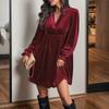 Women's Casual And Fashionable Long Sleeved V-neck Snowflake Print Dress
