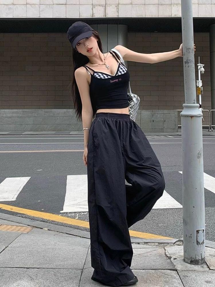 Summer 2000s Outwear Lace Plaid Corset Vest Two Pieces Hot Girls Sweet Spicy Slim Y2k Crop Top Casual Korean Fashion Camis Chic