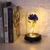 24K Vergoldete Rosenblume LED-Licht mit Glaskuppel-Basis Valentinstag Hochzeitsgeschenk Blau