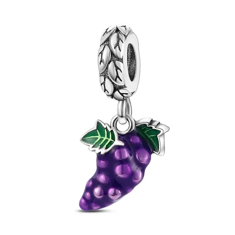 925  Silver Fruit Charms Pendant Blueberry Watermelon Cherry Strawberry Banana Pineapple Necklace Bracelet Jewellery